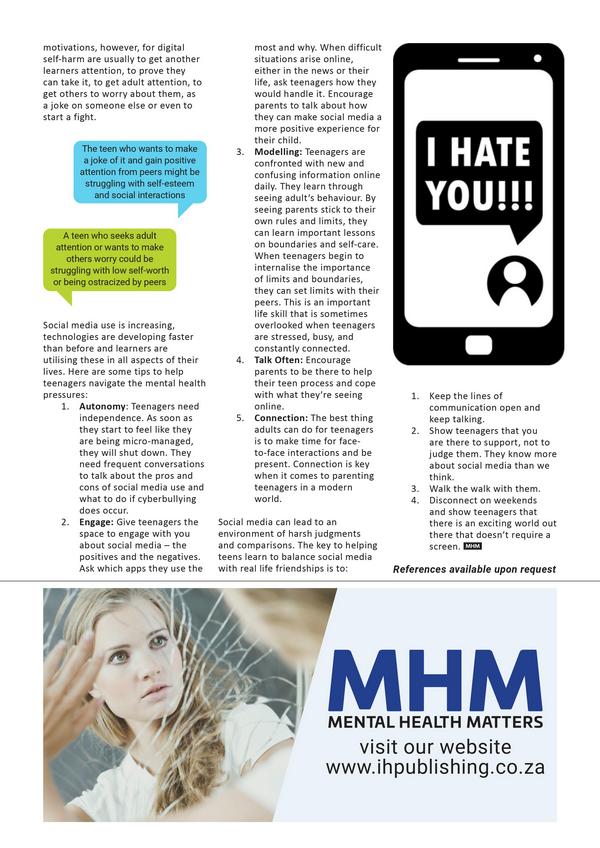 The impact of cyberbullying on the mental health of teenagers