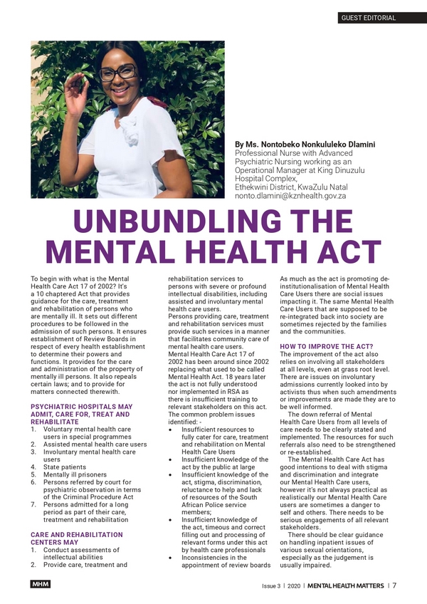 Unbundling the Mental Health Act
