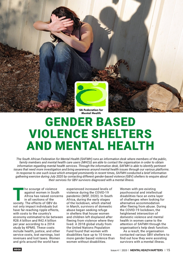 Gender Based Violence Shelters and Mental Health