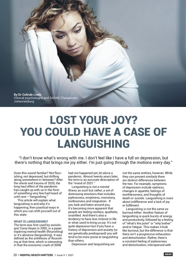 Lost your joy? You could have a case of languishing