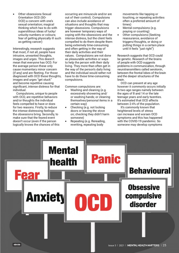 Obsessive Compulsive Disorder (OCD) and COVID-19