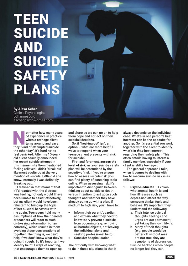 Teen Suicide and Suicide Safety Plans